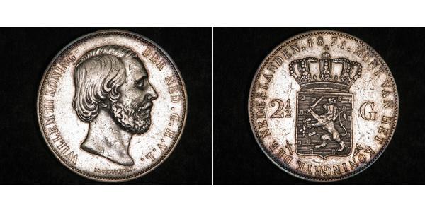 2 1/2 Gulden Regno dei Paesi Bassi (1815 - ) Argento Guglielmo III dei Paesi Bassi