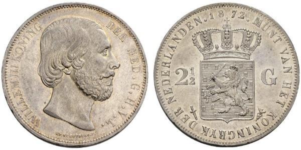 2 1/2 Gulden Regno dei Paesi Bassi (1815 - ) Argento Guglielmo III dei Paesi Bassi