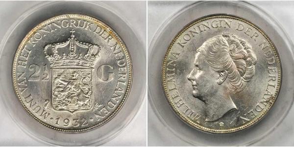 2 1/2 Gulden Regno dei Paesi Bassi (1815 - ) Argento Guglielmina dei Paesi Bassi(1880 - 1962)