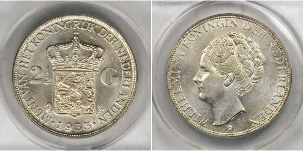 2 1/2 Gulden Regno dei Paesi Bassi (1815 - ) Argento Guglielmina dei Paesi Bassi(1880 - 1962)