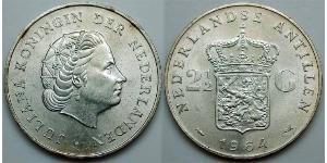 2 1/2 Gulden Antillas Neerlandesas (1954 – 2010) Plata Juliana of the Netherlands (1909 – 2004)