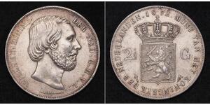 2 1/2 Gulden Reino de los Países Bajos (1815 - ) Plata Guillermo III de los Países Bajos
