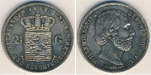 2 1/2 Gulden Reino de los Países Bajos (1815 - ) Plata Guillermo III de los Países Bajos