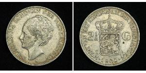 2 1/2 Gulden Reino de los Países Bajos (1815 - ) Plata Guillermina de los Países Bajos(1880 - 1962)