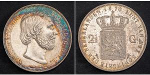 2 1/2 Gulden Reino de los Países Bajos (1815 - ) Plata Guillermo III de los Países Bajos