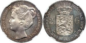 2 1/2 Gulden Reino de los Países Bajos (1815 - ) Plata Guillermina de los Países Bajos(1880 - 1962)