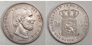 2 1/2 Gulden Reino de los Países Bajos (1815 - ) Plata Guillermo III de los Países Bajos