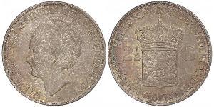 2 1/2 Gulden Reino de los Países Bajos (1815 - ) Plata Guillermina de los Países Bajos(1880 - 1962)