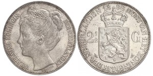 2 1/2 Gulden Reino de los Países Bajos (1815 - ) Plata Guillermina de los Países Bajos(1880 - 1962)