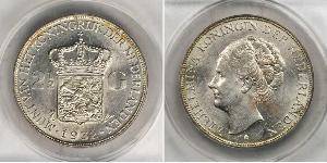 2 1/2 Gulden Reino de los Países Bajos (1815 - ) Plata Guillermina de los Países Bajos(1880 - 1962)