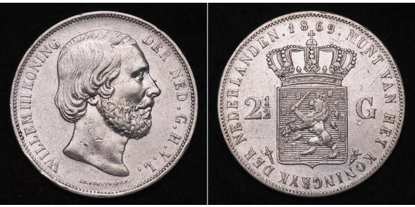 2 1/2 Gulden Reino de los Países Bajos (1815 - ) Plata Guillermo III de los Países Bajos