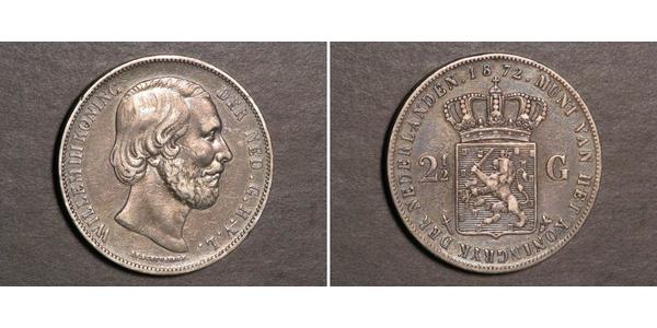 2 1/2 Gulden Reino de los Países Bajos (1815 - ) Plata Guillermo III de los Países Bajos