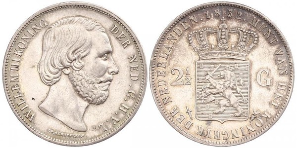 2 1/2 Gulden Reino de los Países Bajos (1815 - ) Plata Guillermo III de los Países Bajos