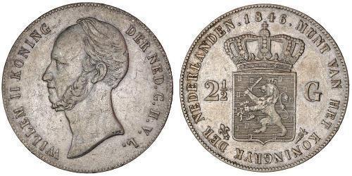 2 1/2 Gulden Königreich der Niederlande (1815 - ) Silber Wilhelm II. (Niederlande) (1792 - 1849)