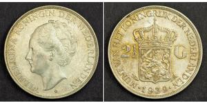 2 1/2 Gulden Kingdom of the Netherlands (1815 - ) Silver Wilhelmina of the Netherlands (1880 - 1962)