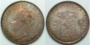 2 1/2 Gulden Kingdom of the Netherlands (1815 - ) Silver Wilhelmina of the Netherlands (1880 - 1962)