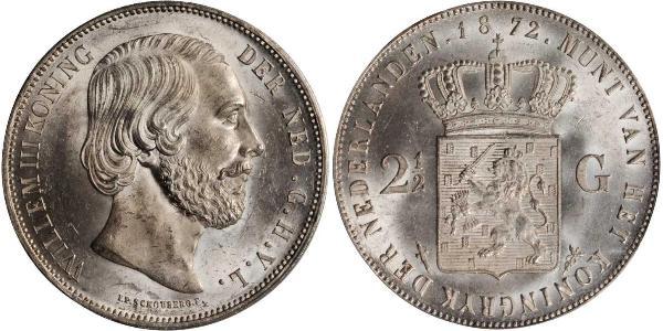 2 1/2 Gulden Kingdom of the Netherlands (1815 - ) Silver William III of the Netherlands