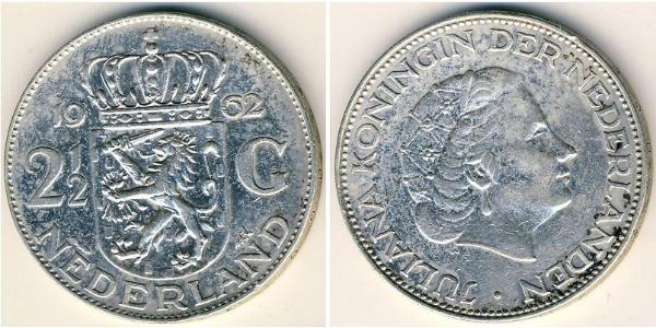 2 1/2 Gulden Kingdom of the Netherlands (1815 - ) Silver Juliana of the Netherlands (1909 – 2004)