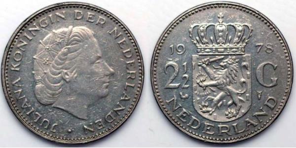 2 1/2 Gulden Kingdom of the Netherlands (1815 - ) Silver Juliana of the Netherlands (1909 – 2004)