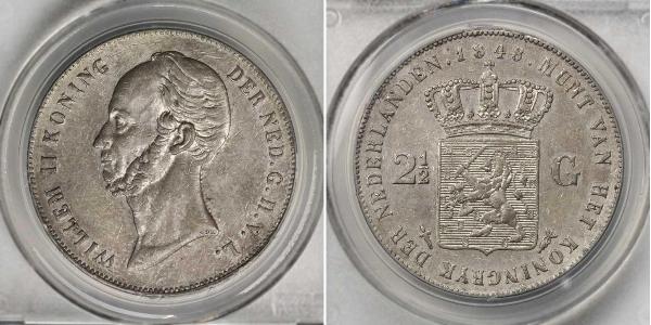 2 1/2 Gulden Netherlands Silver William II of the Netherlands (1792 - 1849)
