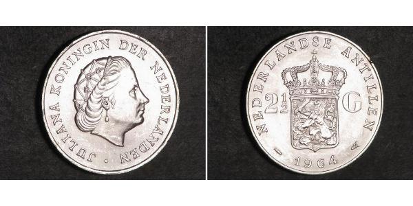 2 1/2 Gulden Netherlands Antilles (1954 – 2010) Silver Juliana of the Netherlands (1909 – 2004)