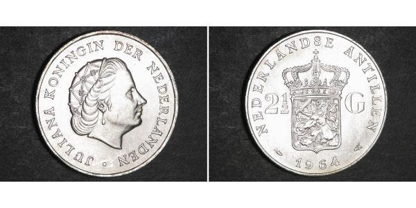 2 1/2 Gulden Netherlands Antilles (1954 – 2010) Silver Juliana of the Netherlands (1909 – 2004)