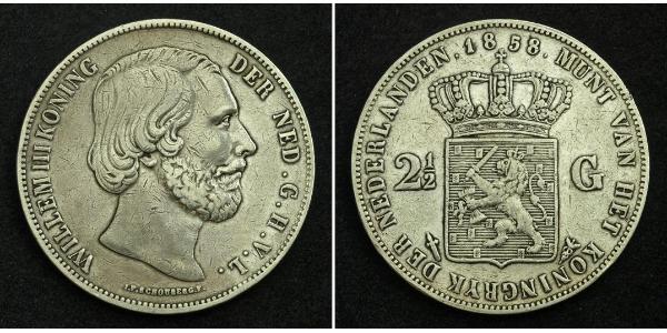 2 1/2 Gulden 荷兰王国 銀 威廉三世 (尼德兰)