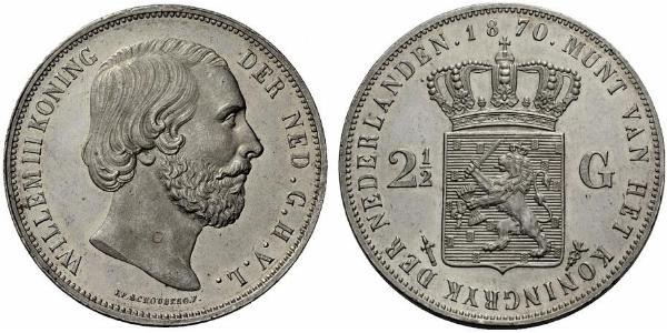 2 1/2 Gulden 荷兰王国 銀 威廉三世 (尼德兰)
