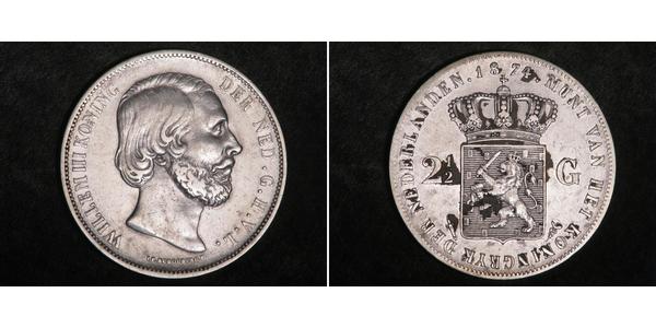 2 1/2 Gulden 荷兰王国 銀 威廉三世 (尼德兰)