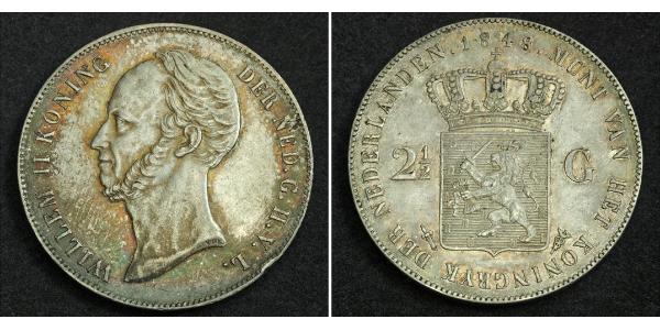 2 1/2 Gulden 荷兰王国 銀 威廉二世 (尼德兰)