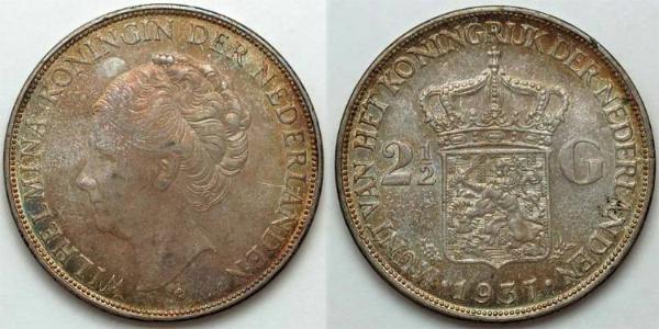 2 1/2 Gulden 荷兰王国 銀 威廉明娜 (荷兰)