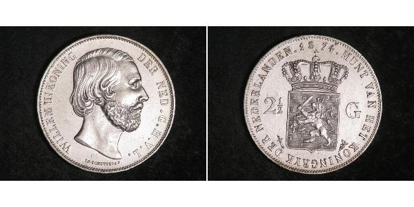 2 1/2 Gulden 荷兰王国 銀 威廉三世 (尼德兰)