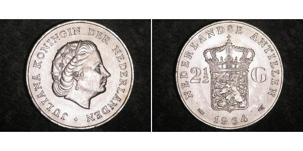 2 1/2 Gulden 荷属安的列斯 (1954 - 2010) 銀 朱丽安娜女王