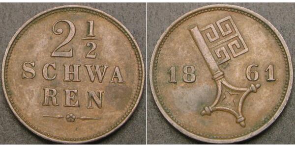 2 1/2 Schwaren States of Germany Kupfer 