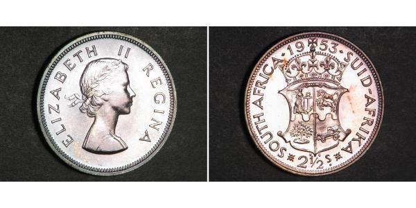 2 1/2 Shilling Sudafrica Argento Elisabetta II (1926-2022)