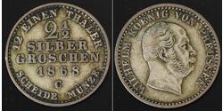 2 1/2 Grosh Kingdom of Prussia (1701-1918) Silver Wilhelm I, German Emperor (1797-1888)