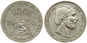2 1/2 Гульден Королевство Нидерланды (1815 - ) Серебро Виллем III