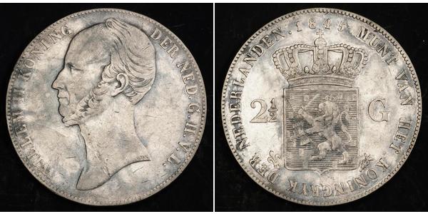 2 1/2 Гульден Королевство Нидерланды (1815 - ) Серебро Виллем II (1792 - 1849)