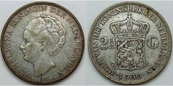 2 1/2 Гульден Королевство Нидерланды (1815 - ) Серебро Вильгельмина(1880 - 1962)