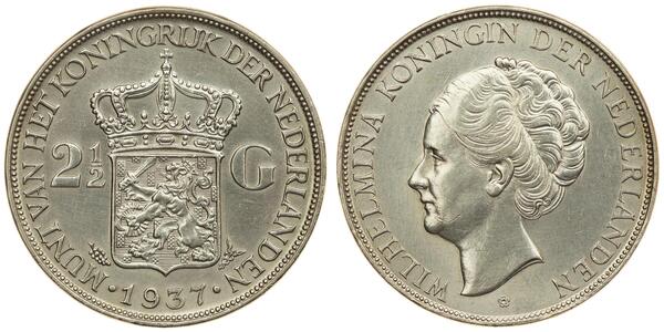 2 1/2 Гульден Королевство Нидерланды (1815 - ) Серебро Вильгельмина(1880 - 1962)