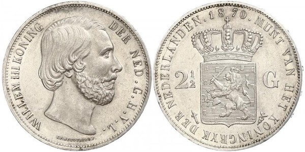 2 1/2 Гульден Королевство Нидерланды (1815 - ) Серебро Виллем III