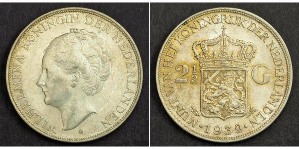 2 1/2 Гульден Королевство Нидерланды (1815 - ) Серебро Вильгельмина(1880 - 1962)