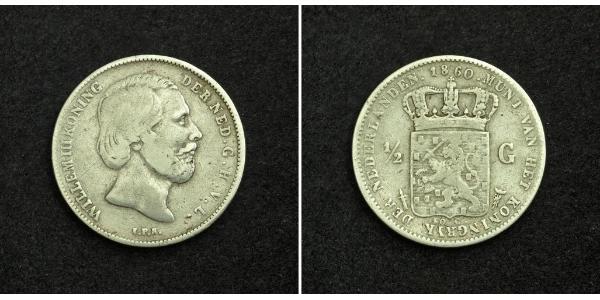 2 1/2 Гульден Королевство Нидерланды (1815 - ) Серебро Виллем III