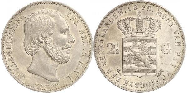2 1/2 Гульден Королевство Нидерланды (1815 - ) Серебро Виллем III