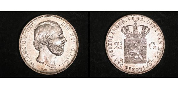 2 1/2 Гульден Королевство Нидерланды (1815 - ) Серебро Виллем III