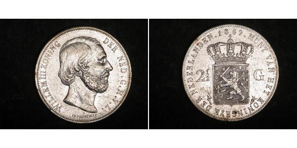 2 1/2 Гульден Королевство Нидерланды (1815 - ) Серебро Виллем III