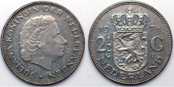 2 1/2 Гульден Королевство Нидерланды (1815 - ) Серебро Juliana of the Netherlands (1909 – 2004)