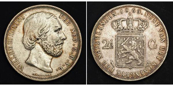 2 1/2 Гульден Королевство Нидерланды (1815 - ) Серебро Виллем III