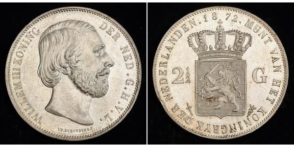2 1/2 Гульден Королевство Нидерланды (1815 - ) Серебро Виллем III