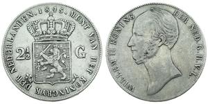 2 1/2 Гульден Нидерланды Серебро Виллем II (1792 - 1849)